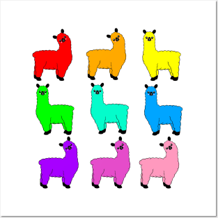 Rainbow Llamas Posters and Art